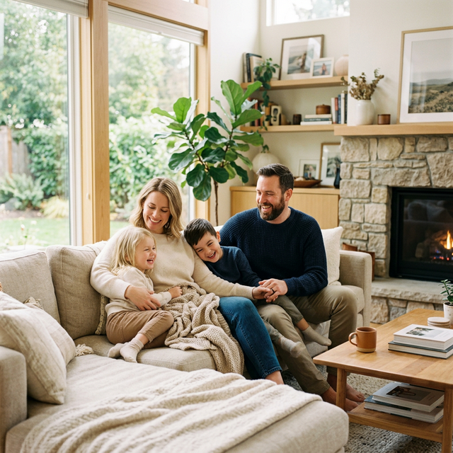 Happy family in a modern home